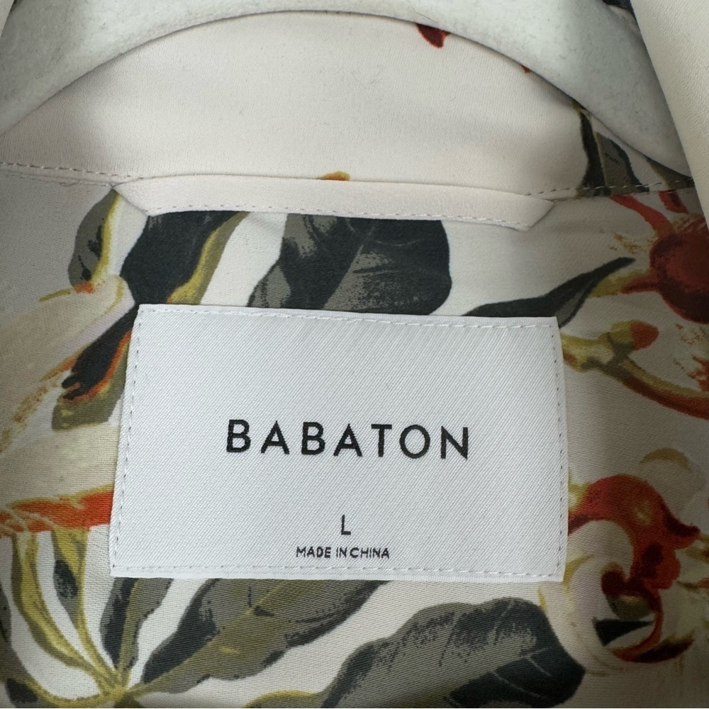 Aritzia Babaton Kahlo Cream Green Tropical Floral Duster Robe Size Large - Picture 2 of 5